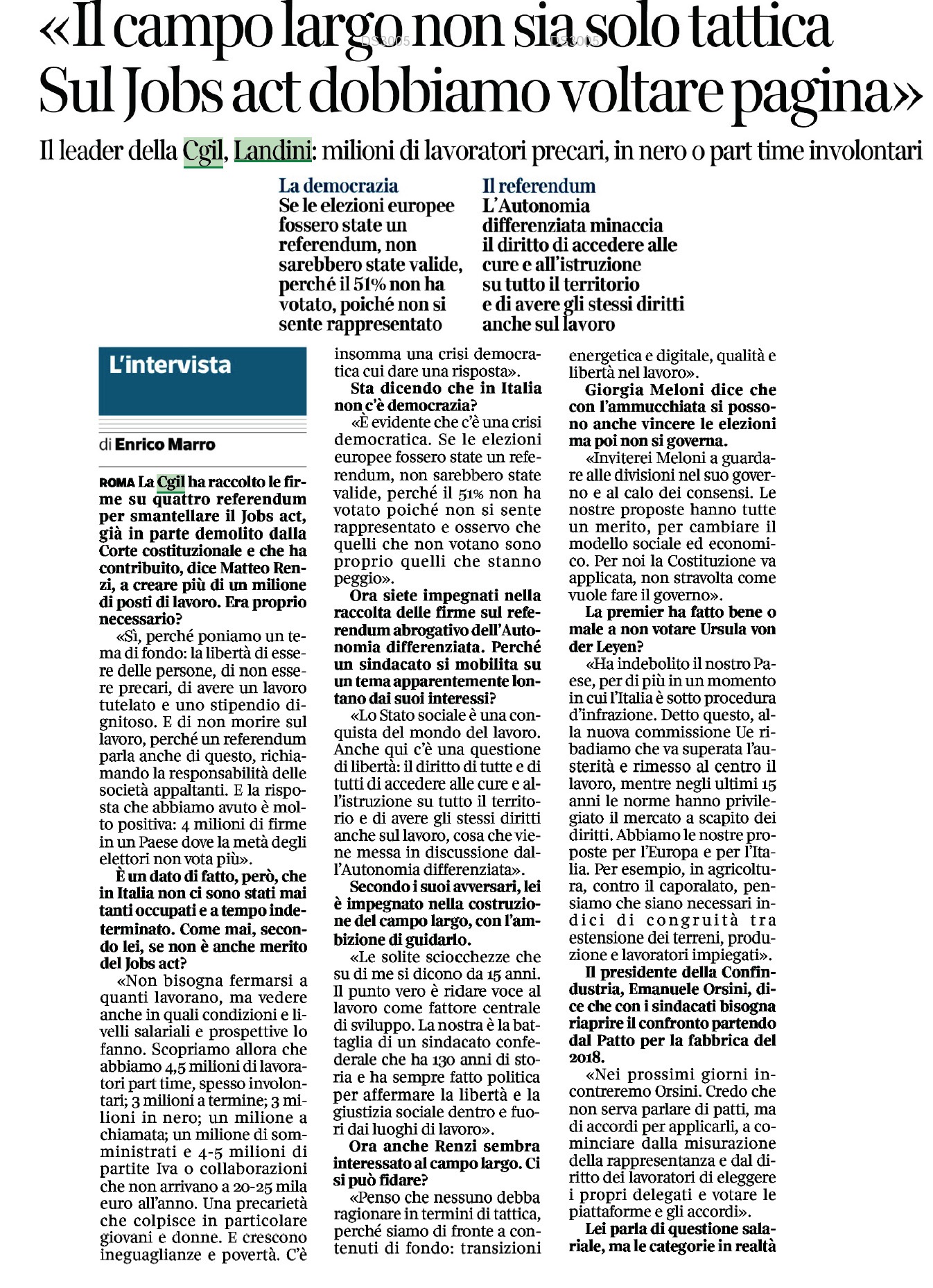 22 luglio 2024 corriere della sera Pagina 1