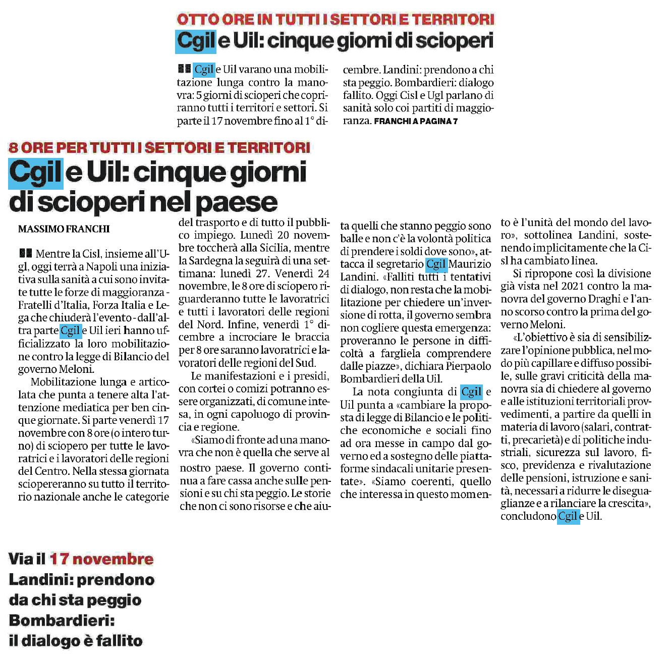 27 ottobre 2023 il manifesto