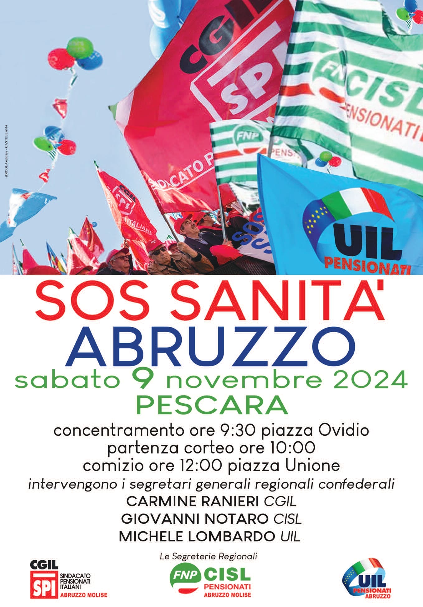 SOS SANITA' ABRUZZO: MANIFESTAZIONE 09 NOVEMBRE PESCARA