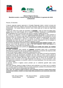 Bilancio Regione Abruzzo: macelleria sociale. A rischio la tenuta dei servizi pubblici e la garanzia dei diritti costituzionali.