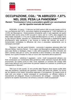 OCCUPAZIONE, CGIL: 