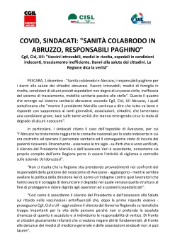 COVID, SINDACATI: 