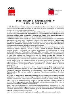 PNRR MISURA 6 : SALUTE E SANITA’ IL MOLISE CHE FA ???