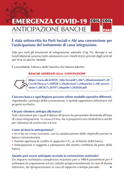 Emergenza Covid-19 Anticipazione Banche