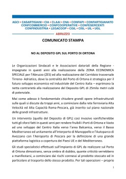 Organizzazioni Sindacali e Associazioni Datoriali: NO AL DEPOSITO GPL SUL PORTO DI ORTONA.